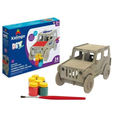 Quebra-cabeça 3D carrinho de madeira de pintura - Xalingo