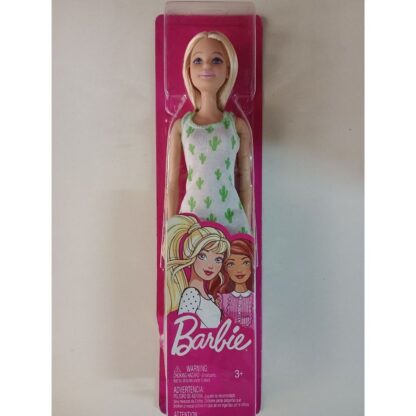 Boneca Barbie moda básica vestido branco estampa de cactus loira - Mattel