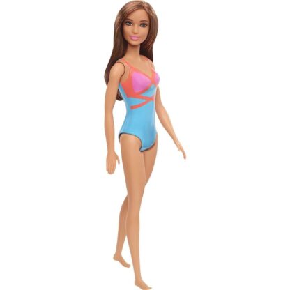 Boneca Barbie moda praia maiô azul loiro escuro - Mattel