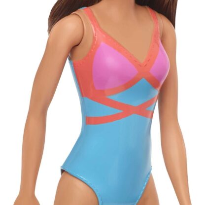 Boneca Barbie moda praia maiô azul loiro escuro - Mattel - Image 5