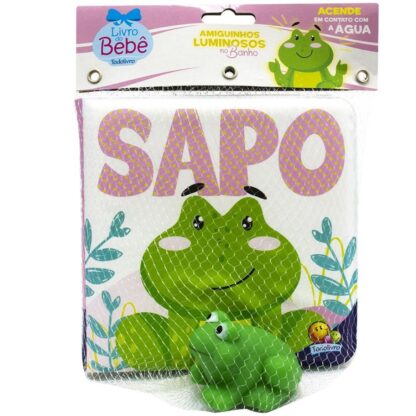 Livro de banho com sapo que acende em contato com a água - todolivro