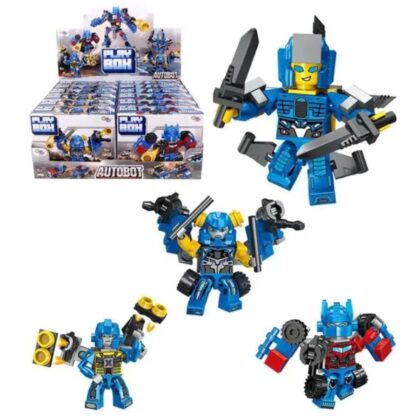 Blocos de encaixe robô autobot blue com lançador Play box sortidos unidade - Well kids - Image 2