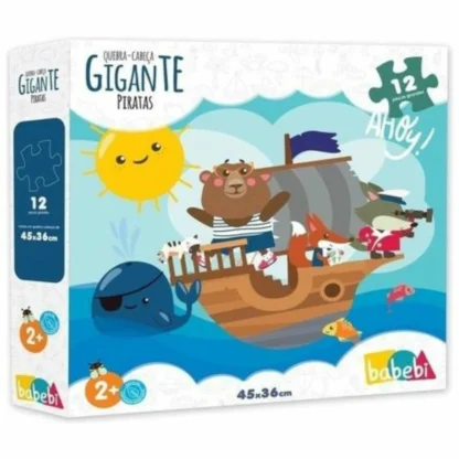 Quebra-cabeça gigante piratas em madeira - Babebi