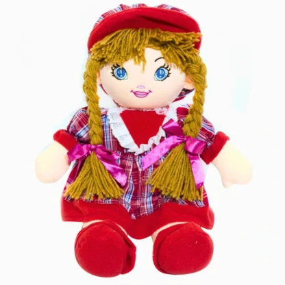 Boneca de pano vestido e chapéu vermelho - Fofy