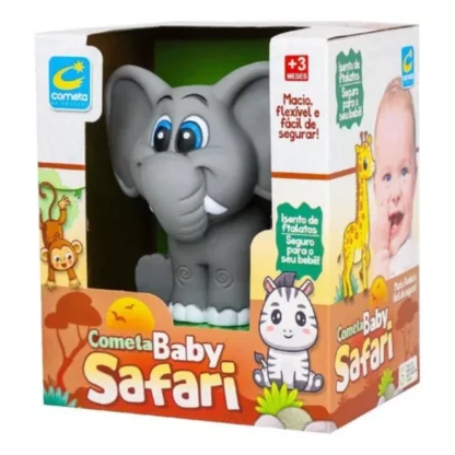 Brinquedo elefante safari baby em vinil leve e macio - Cometa