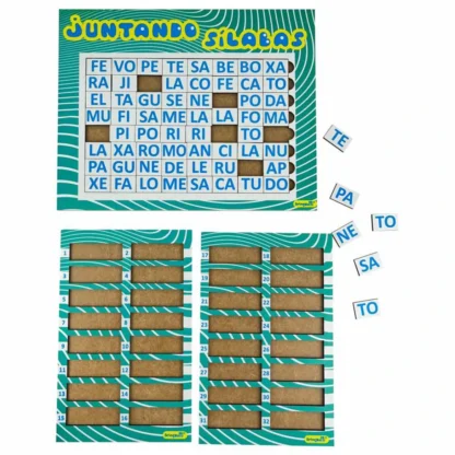 Jogo juntando sílabas feito em madeira - Brinqmutti