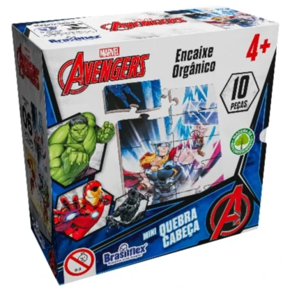 Mini quebra-cabeça Avengers super herois em madeira - Pais e Filhos