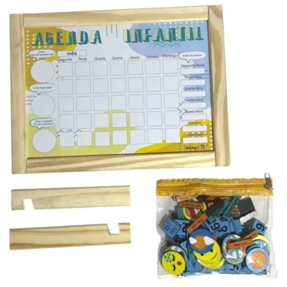 Agenda infantil para organizar seu dia a dia  feito em madeira - Brinqmutti - Image 2