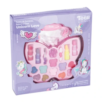 Kit maquiagem paleta de sombra e gloss Teen unicorn love - Fenzza - Image 2