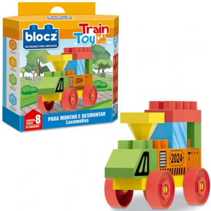 Brinquedo blocos trem locomotiva train toy 8 peças - Blocz