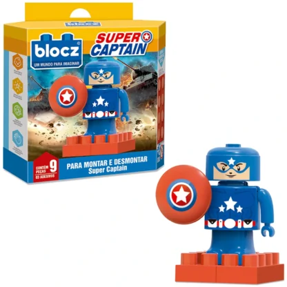 Brinquedo blocos Capitão America  super captain 9 peças - Blocz