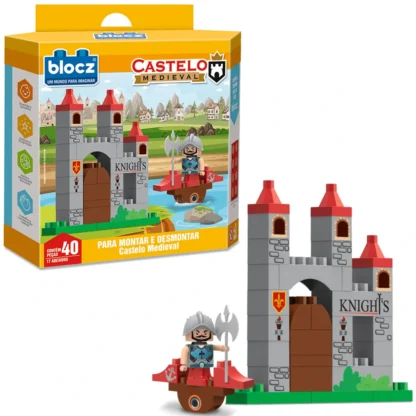 Brinquedo blocos castelo medieval 40 peças - Blocz