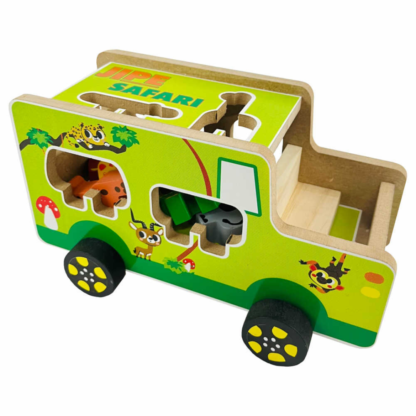 Brinquedo Jipe safari em madeira com animais para encaixar - BrinqMutti - Image 2