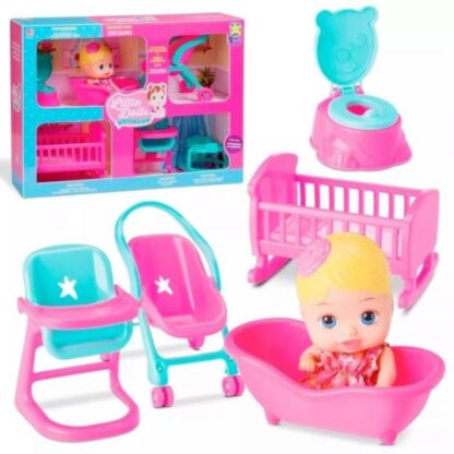 Conjunto boneca little dolls casinha - Diver toys
