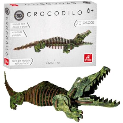 Quebra-cabeça 3D em madeira crocodilo - Brincadeira de criança