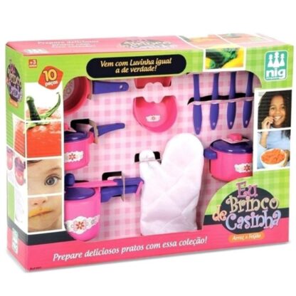 Kit de panelinhas com panela de pressão eu brinco de casinha arroz e feijão - Nig - Image 2