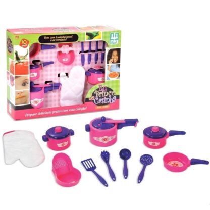 Kit de panelinhas com panela de pressão eu brinco de casinha arroz e feijão - Nig - Image 3