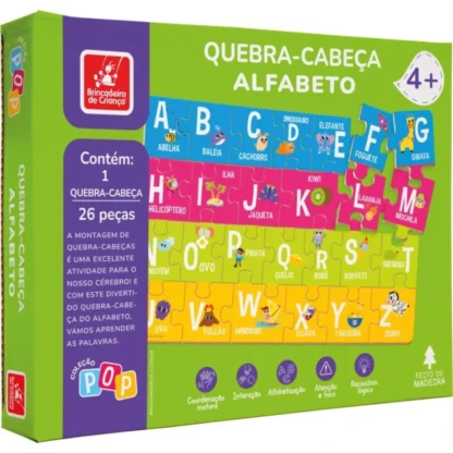 Quebra-cabeça Alfabeto feito de madeira - Brincadeira de Criança