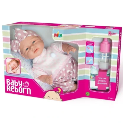 Boneca reborn baby com fraldinha e mamadeira mágica - Milk