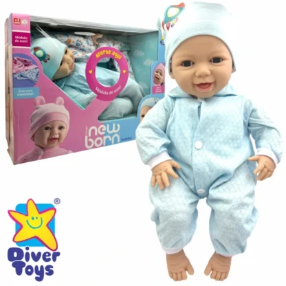 Boneca new reborn soninho com som abre e fecha os olhos - Diver toys