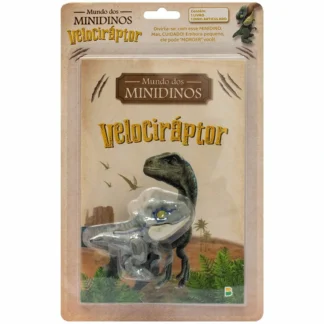 Livro Brinquedo Ilustrado Dinossauro minidinos Velociráptor articulado - Todolivro
